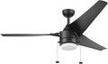 Prominence Home Teo 56' LED Indoor Outdoor Ceiling Fan with Light, Matte Black - Wet Rated Dual Mounting Fan with Pull Chain and Reversible Airflow