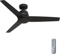 Hunter 52 inch Indoor Ceiling Fan No Light with Remote Control - Black Ceiling Fan without Light, Standard Mount, 3 Blades, For Bedroom, Living Room, or Kitchen - Malden 52606, Matte Black