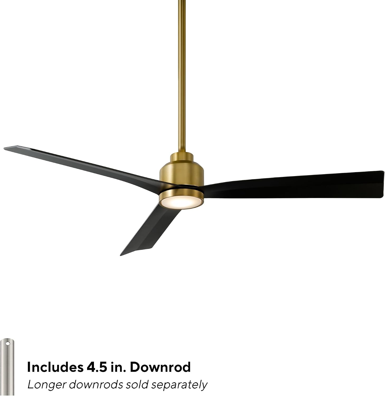 WAC F-003L-SB/MB Clean 52' Outdoor Ceiling Fan with LED Lights and Remote, Soft Brass Matte Black