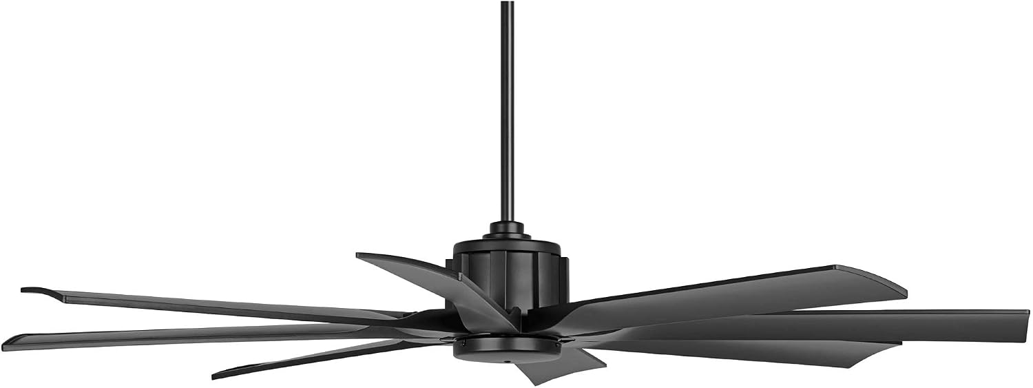 Possini Euro Design 60' Defender Modern Indoor Outdoor Ceiling Fan with Remote Control Matte Black Damp Rated for Patio Exterior House Home Porch Gazebo Garage Barn