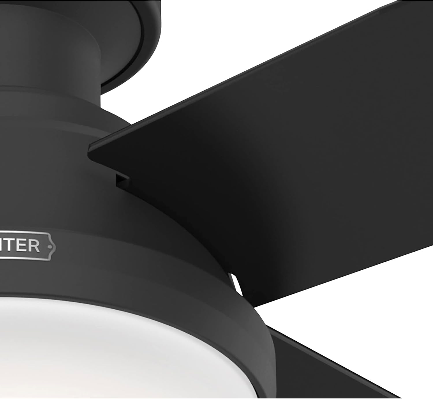 Hunter 52 inch Indoor Ceiling Fan with LED Light and Remote Control - Black Modern Ceiling Fan, Low Profile Mount, 4 Blades, for Bedroom, Living Room, or Kitchen, Quiet - Dempsey 52389, Matte Black