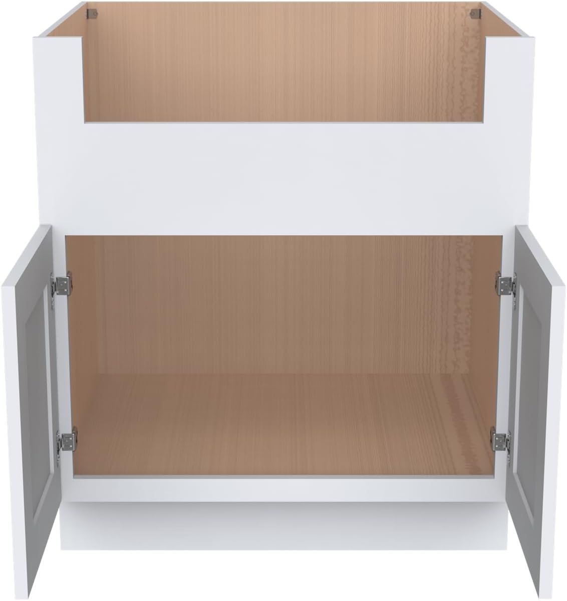 33 Inch RTA Kitchen Sink Base Cabinet - Solid Wood Shaker Style Farmhouse Cabinet with Soft Close Doors, Fits 24-30 Inch Undermount Sinks, Ready to Assemble (White)