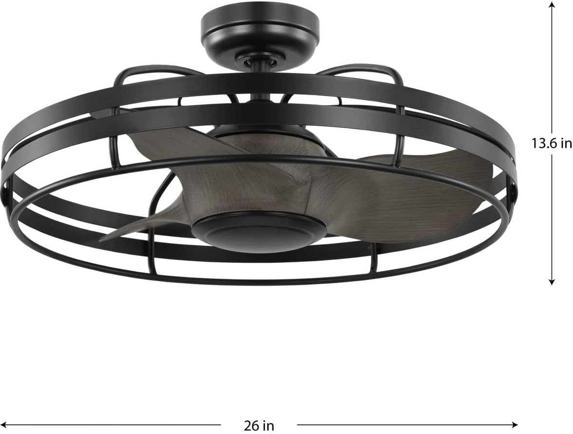Progress Lighting P250096-31M Bastrop 26' Damp Rated Ceiling Fan, Matte Black