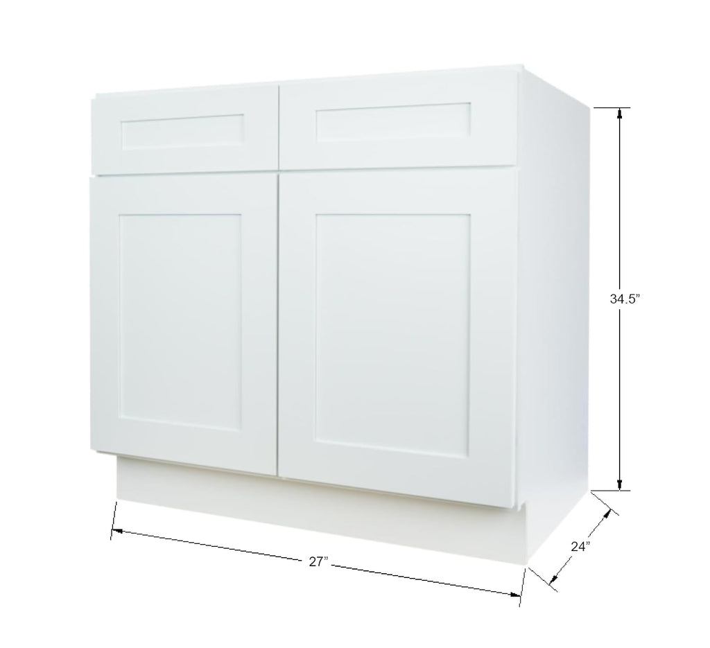 Hollywood Fabiani Design Sink Base Kitchen Cabinet 27 in. W x 24 in. D x 34.5 in. H in Shaker White Ready to Assemble