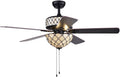 Warehouse of Tiffany CFL-8279BL Tohva 6-Light Ivory Tiffany 5-Blade Matte Black Ceiling Fan, 52'