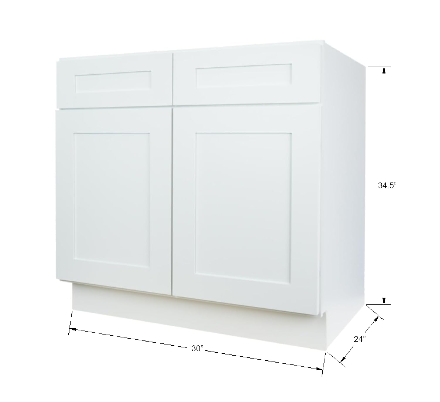 Hollywood Fabiani Design Sink Base Kitchen Cabinet 30 in. W x 24 in. D x 34.5 in. H in Shaker White Ready to Assemble