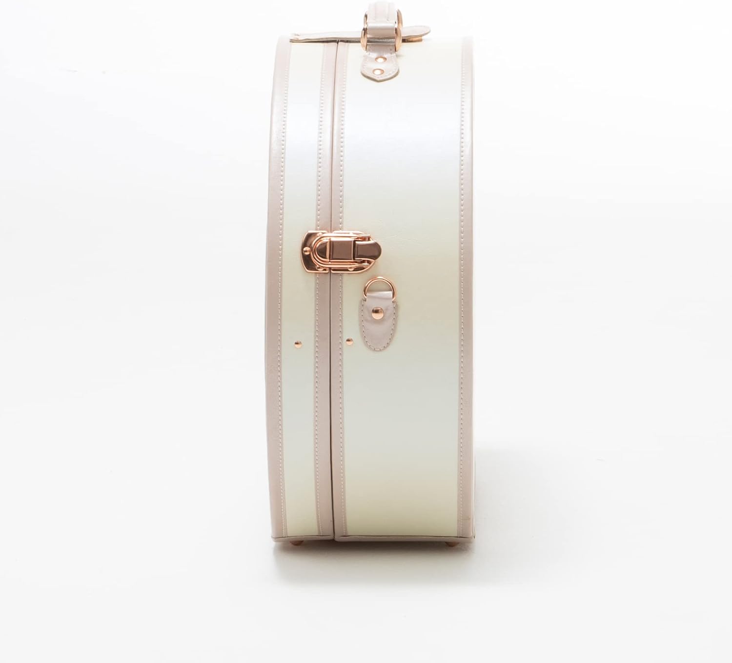 COTRUNKAGE Small Floral Round Hat Box Vintage Luggage Cosmetic Case (D.18, Cream White)