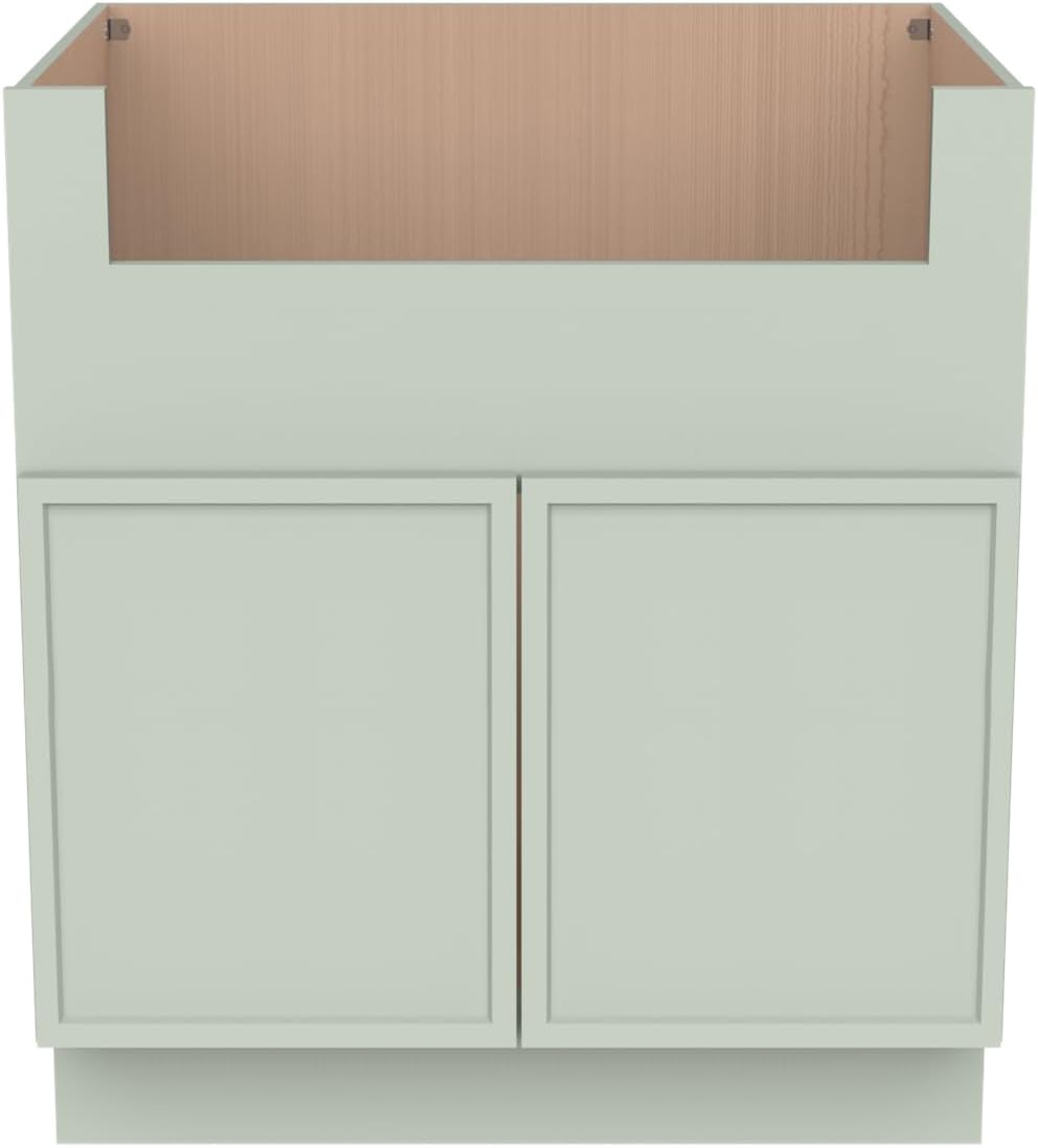 33 Inch RTA Kitchen Sink Base Cabinet - Solid Wood Shaker Style Farmhouse Cabinet with Soft Close Doors, Fits 24-30 Inch Undermount Sinks, Ready to Assemble (Jade Green (Slim))