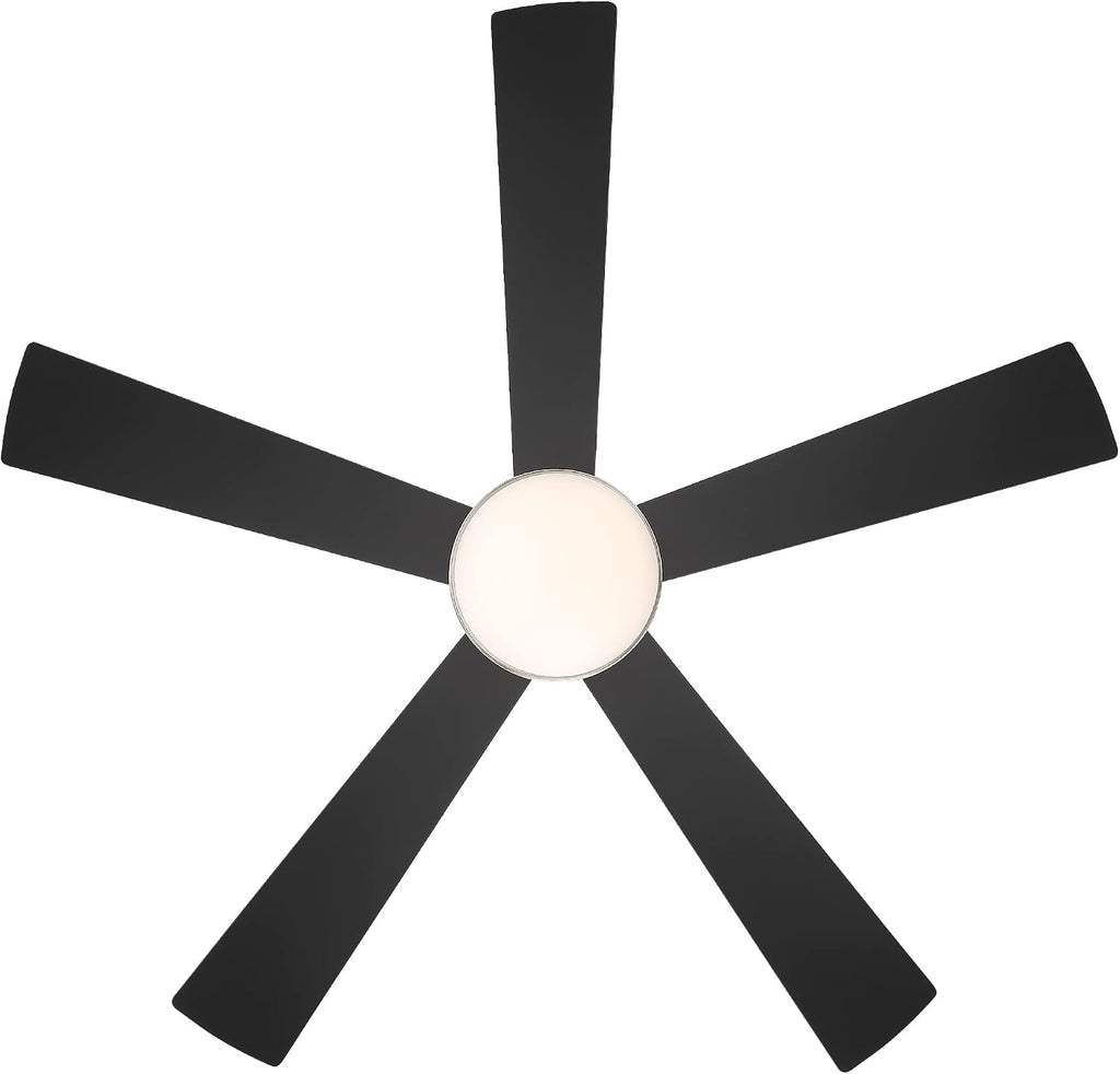 WAC F-053L-BN/MB Eclipse 54' Outdoor Ceiling Fan with LED Lights and Remote, Brushed Nickel Matte Black