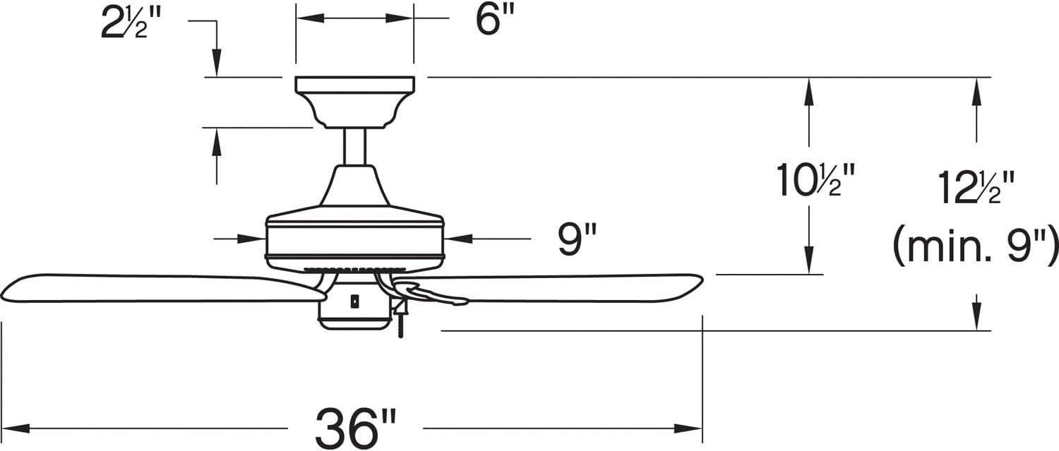 Hinkley Cabana 36' Indoor/Outdoor Dual Mount Ceiling Fan, Pull Chain Operation, Composite Fan Blades, Metallic Matte Bronze
