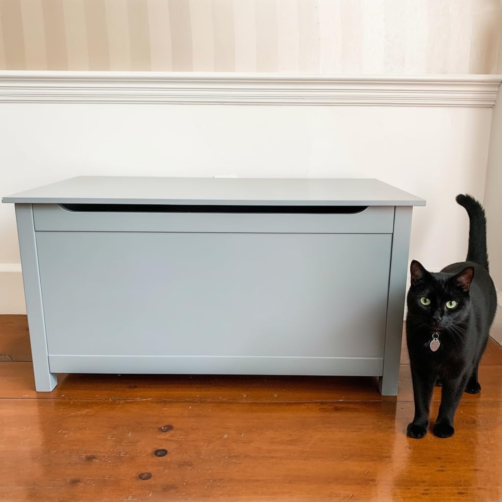 Parker Designer Catbox Cat Litter Box Enclosure, Hidden, Dog-Proof Pet Furniture with Cover, Elegant, Covered, Odor Contained for Large Cats, Litter Box Furniture with Lid, Cat Litter Boxes, Gray