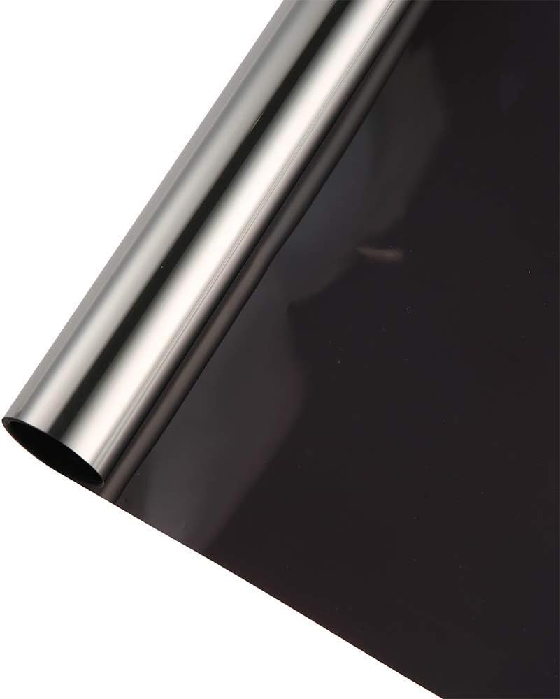 One Way Mirror Privacy Window Film, Heat Control and Anti - UV Adhesive Reflective Window Tint for Home and Office, 60Inch x 66Feet, Black Silver