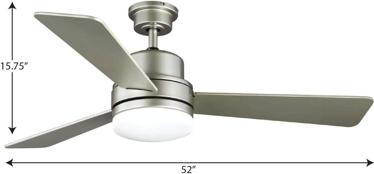Progress Lighting Trevina II Collection 52' Three-Blade Nickel Ceiling Fan