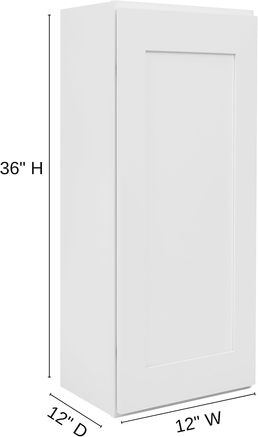 White Shaker Wall Cabinet - Ready to Assemble, Perfect for Kitchen, Laundry, and Bathroom Storage - 12' W x 36' H x 12' D