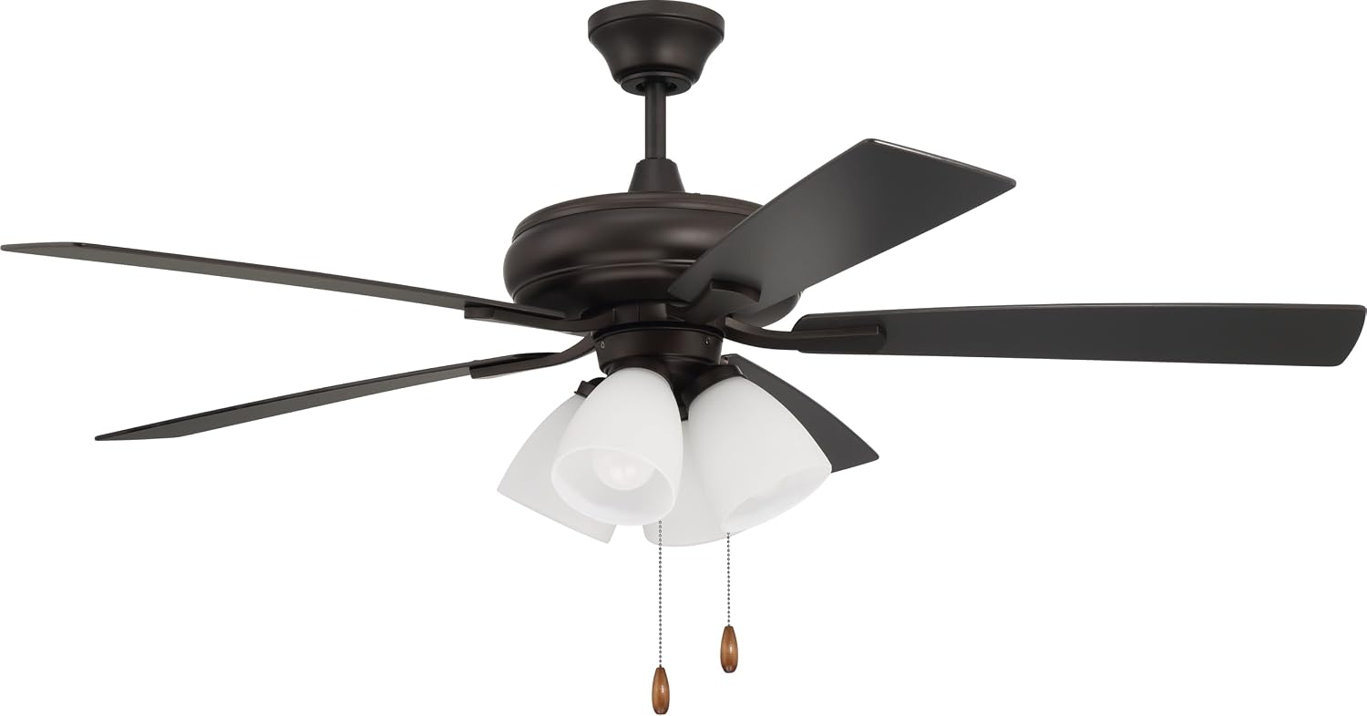Craftmade 52' Eos Frost 4 Light Ceiling Fan in Espresso Finish with Reversible Espresso/Walnut Blades