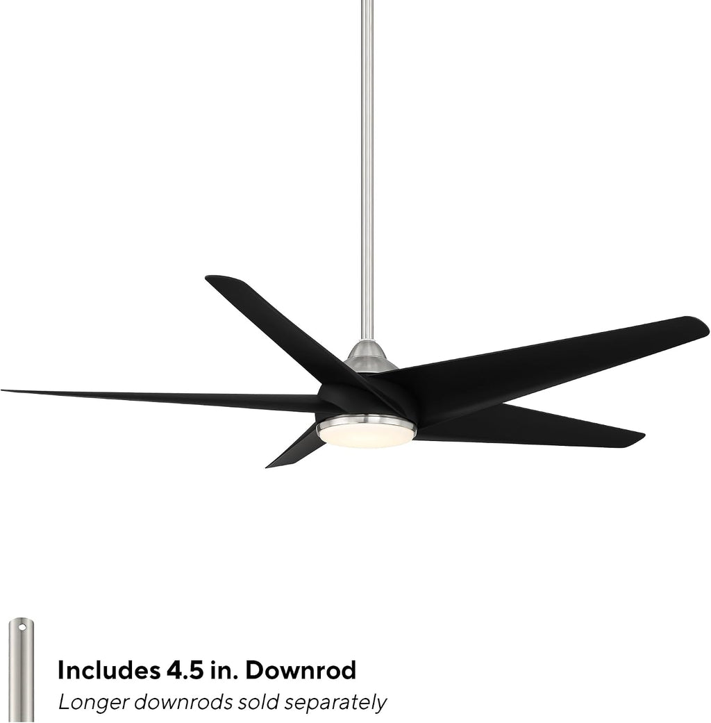 WAC F-071L-BN/MB Viper 60' Outdoor Ceiling Fan with Lights and Remote Control, Brushed Nickel Matte Black