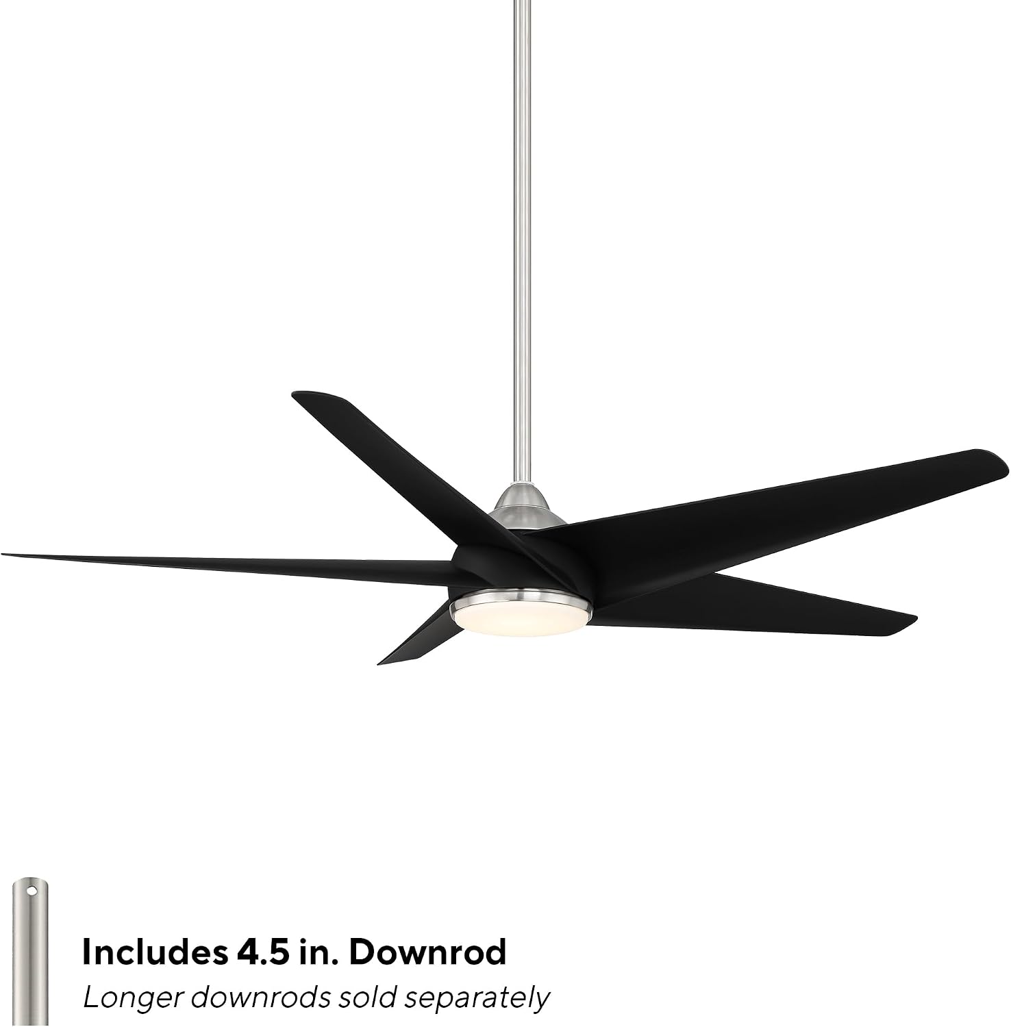 WAC F-071L-BN/MB Viper 60' Outdoor Ceiling Fan with Lights and Remote Control, Brushed Nickel Matte Black