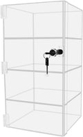 Marketing Holders Acrylic Locking Vertical Cabinet with Keys 9.5' x 9.5' x 16' Clear Plexiglass Countertop Hinged Swing Door Locker for Retail Products and Convenience Stores Merchandise
