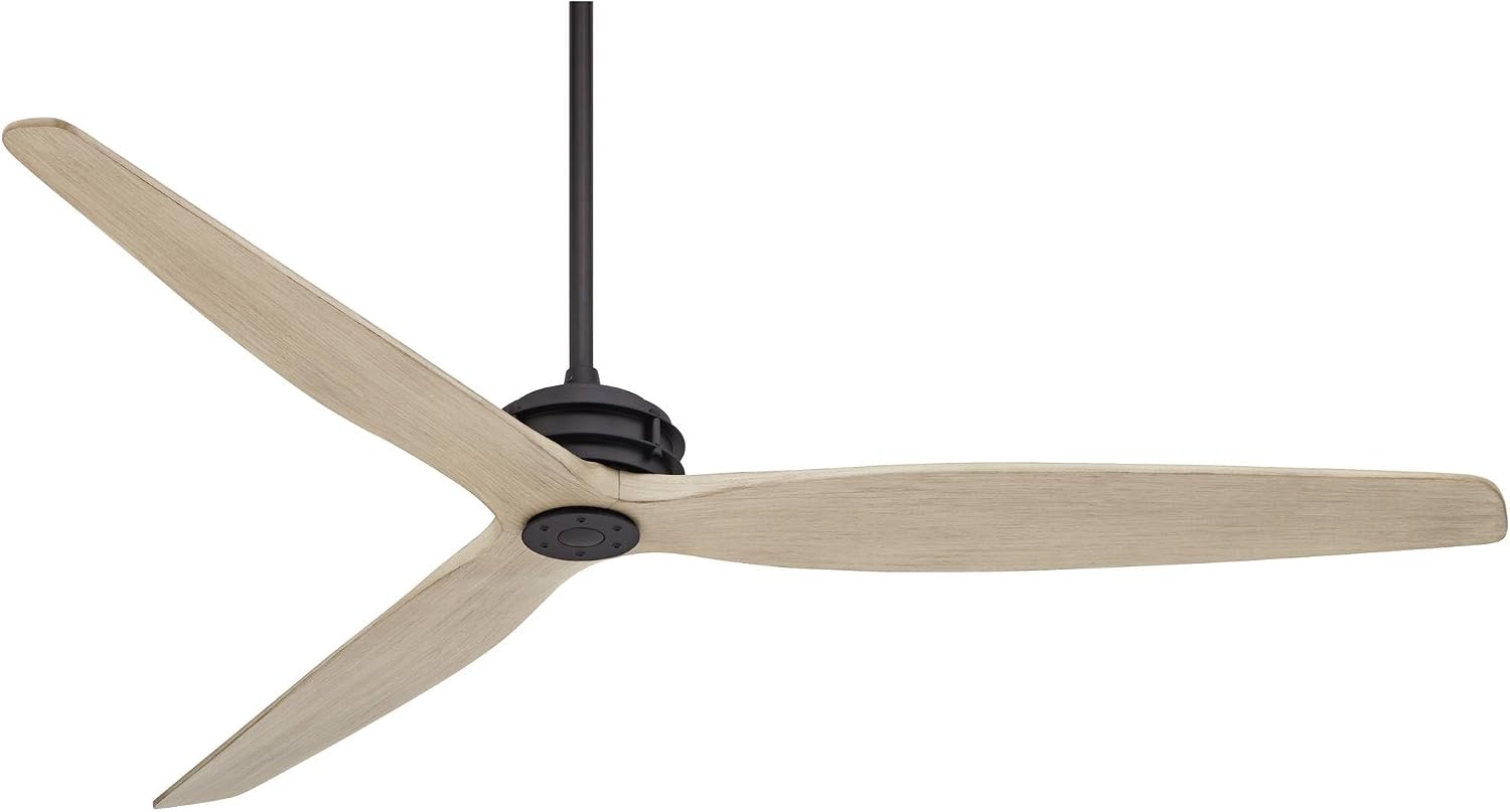 Casa Vieja 62' Coronado Aire Modern Country Cottage Core Indoor Outdoor Ceiling Fan 3 Blade Remote Control Matte Black Finish Motor White Oak Finish Blades Bedroom Patio Damp Rated Decorative
