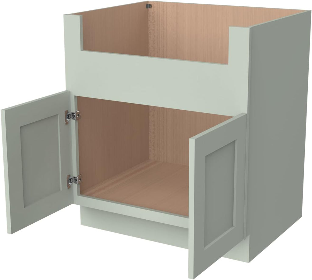 33 Inch RTA Kitchen Sink Base Cabinet - Solid Wood Shaker Style Farmhouse Cabinet with Soft Close Doors, Fits 24-30 Inch Undermount Sinks, Ready to Assemble (Jade Green)