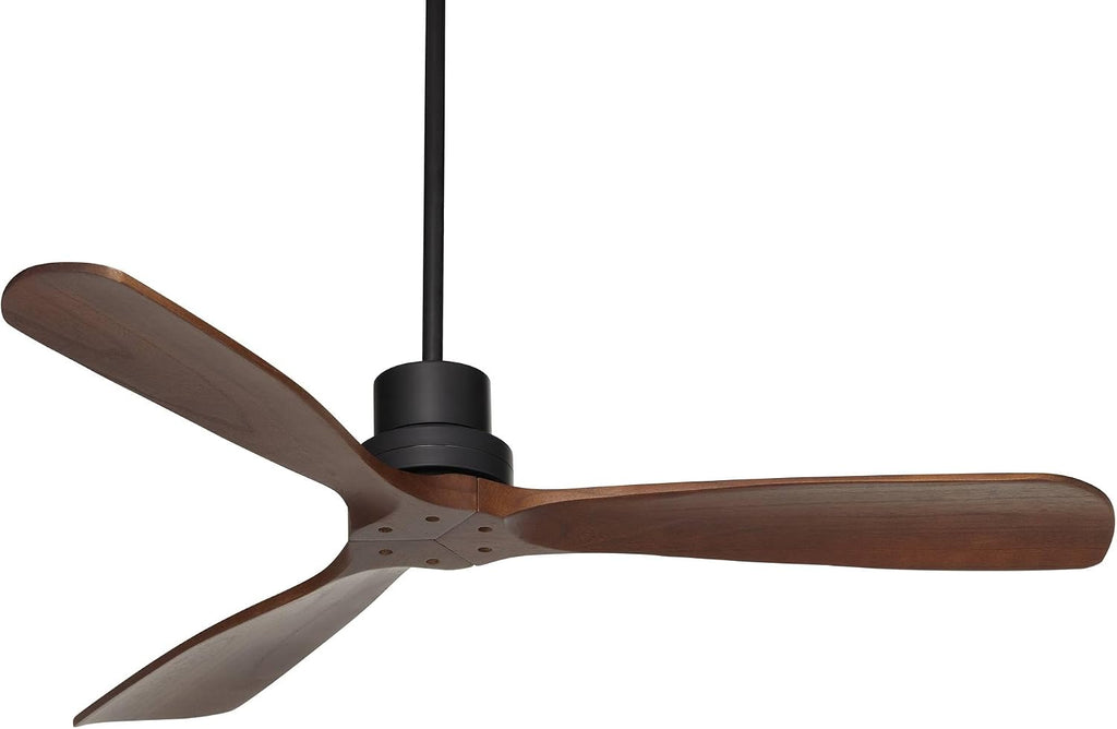 Casa Vieja 52' Delta-Wing DC Modern Industrial Indoor Outdoor Ceiling Fan with Remote Control Matte Black Dark Walnut Damp Rated for Cottage Core Living Room Patio Exterior Home Includes 6' Downrod