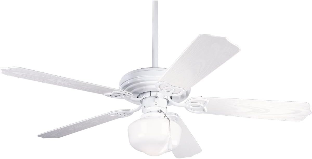 Progress Lighting P2502-30 52-Inch Patio Fan with 5 Blades and 3-Speed Reversible Motor White Fan with Abs White Blades for Outdoor Use, White