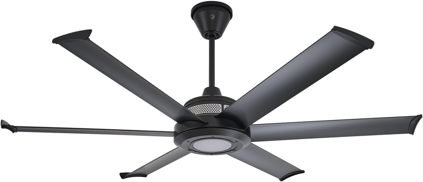 Big Ass Fans Mammoth 60' Outdoor Ceiling Fan with LED Light – Black Finish – Wi-Fi Smart Fan with Remote & Voice Control – Wet Rated Patio Ceiling Fan with Light – Quiet Operation – 3 Yr Warranty