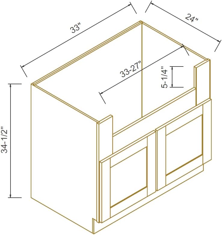33 Inch RTA Kitchen Sink Base Cabinet - Solid Wood Shaker Style Farmhouse Cabinet with Soft Close Doors, Fits 24-30 Inch Undermount Sinks, Ready to Assemble (Jade Green (Slim))