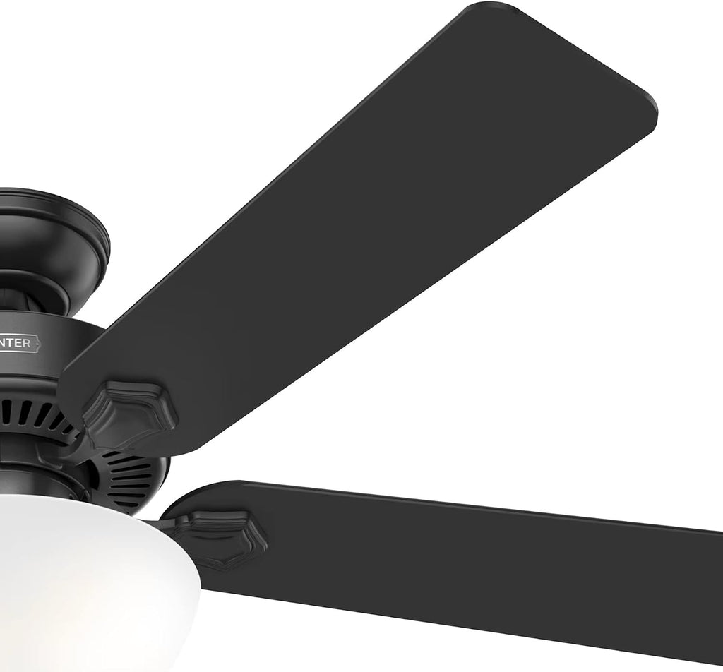 Hunter Fan 52 Inch Casual Matte Black Finish Indoor Ceiling Fan with LED Light Kit and Pull Chain (Renewed)