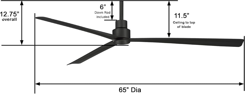 MINKA-AIRE F789-CL Simple XL 65 Inch Outdoor Ceiling Fan, Coal