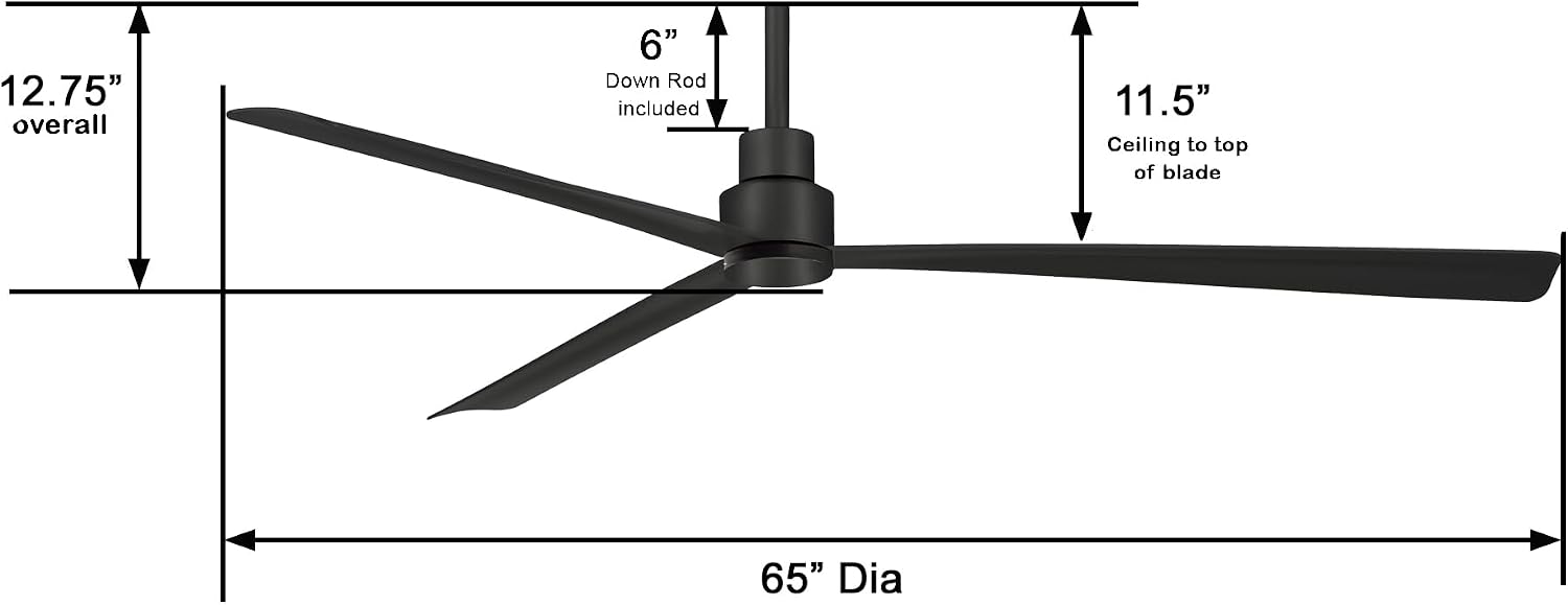 MINKA-AIRE F789-CL Simple XL 65 Inch Outdoor Ceiling Fan, Coal