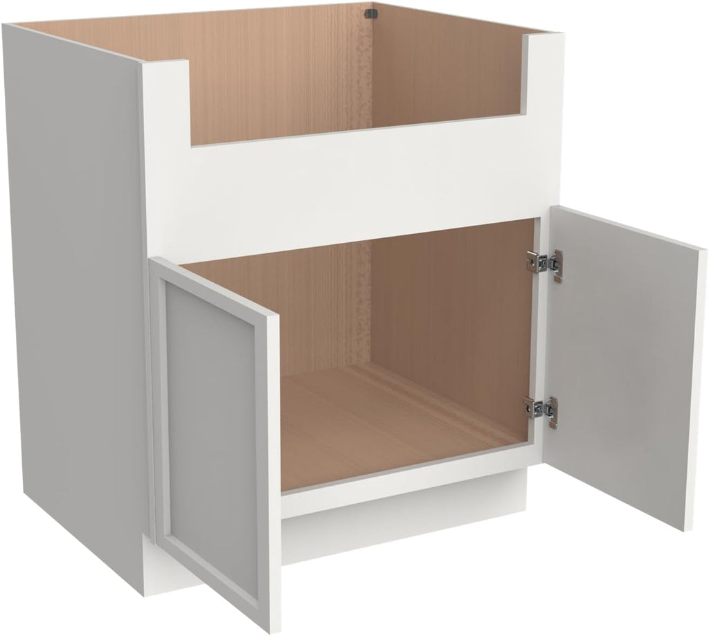 33 Inch RTA Kitchen Sink Base Cabinet - Solid Wood Shaker Style Farmhouse Cabinet with Soft Close Doors, Fits 24-30 Inch Undermount Sinks, Ready to Assemble (Origami White (Slim))