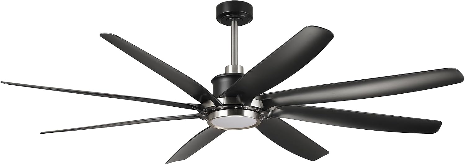 72 Inch Ceiling Fans with Lights and Remote Control, Black Industrial Chandelier Ceiling Fan, Dimmable LED & 3CCT, 6 Speeds Reversible DC Motor, Timer, Lighting Ceiling Fans for Bedroom Living Room