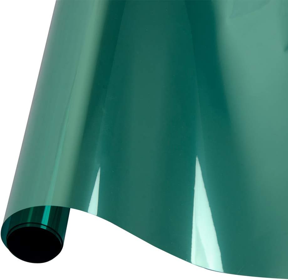 HOHOFILM 60' x33ft Roll One Way Mirror Window Film Green Silver Privacy Protection Residential Glass Tint Self Adhesive for Home Building