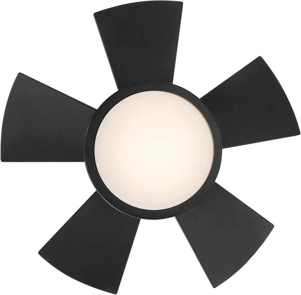 Modern Forms Vox 26 in Smart Indoor and Outdoor Smart Flush Mount Ceiling Fan in Matte Black with Remote Control 3000K