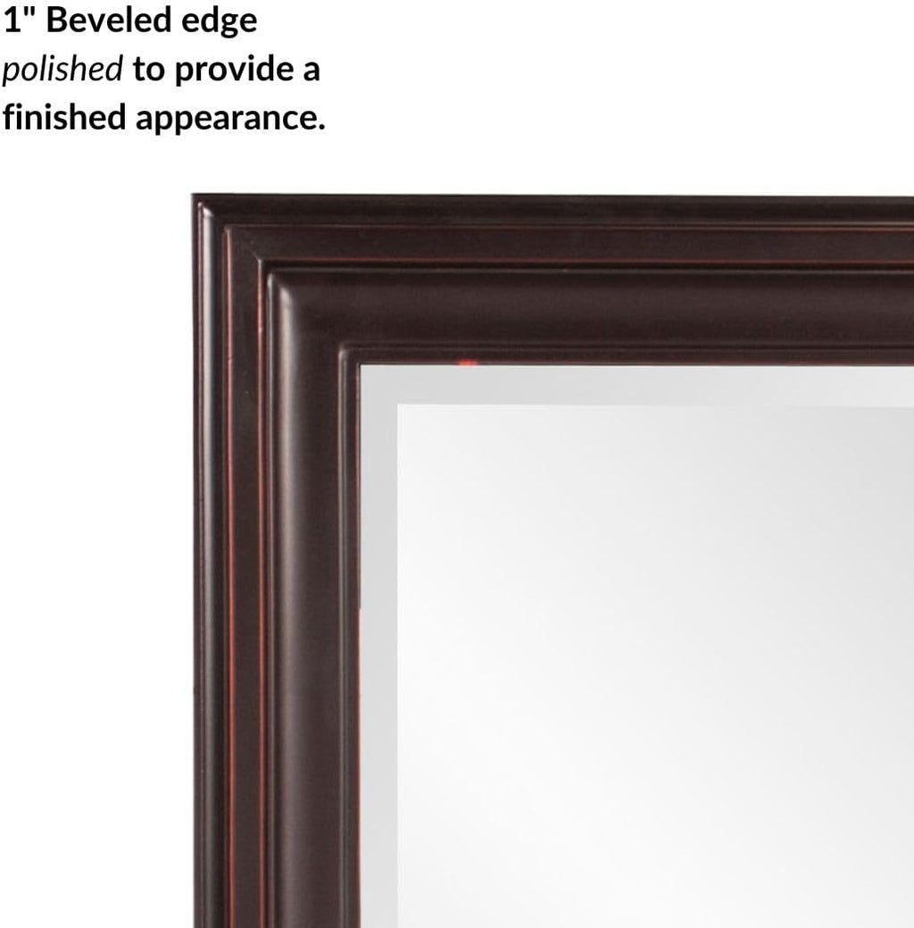 Howard Elliott Collection George Rectangular Oil Rubbed Bronze Wall Mirror, Rectangle Hanging Wood Framed Vanity Mirrors for Home Decor, Living Room, Bathroom, Bedroom, or Hallway, 24 x 36 Inch
