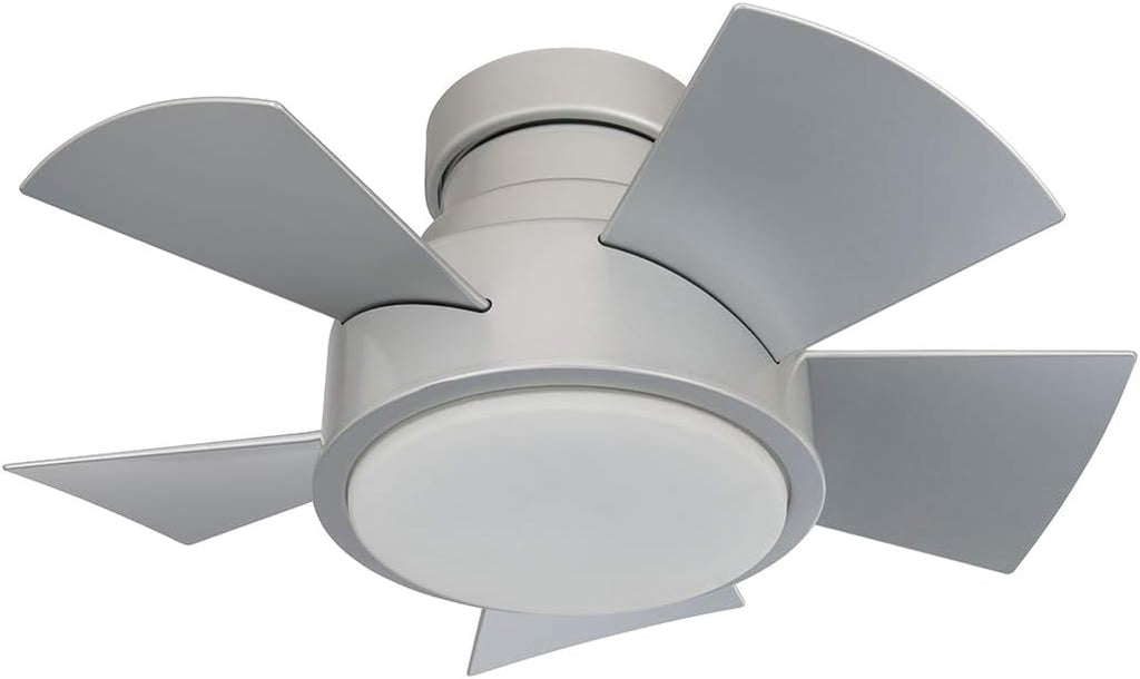 Vox Indoor and Outdoor 5-Blade Smart Flush Mount Ceiling Fan 26in Titanium with 3000K LED Light Kit and Remote Control