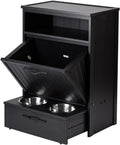 New Age Pet ECOFLEX Brea Dog Food Pantry in Black, Two 32 oz Bowls, Moisture Resistant, Easy Assembly, Holds 25 lbs