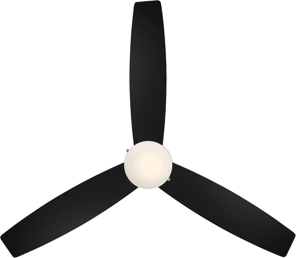 WAC Atlantis Indoor and Outdoor 3-Blade Pull Chain Ceiling Fan 52in Matte Black with 3000K LED Light Kit