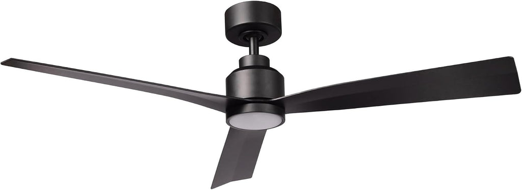 Clean Indoor/Outdoor 3-Blade Smart Compatible Ceiling Fan 52in Matte Black with 3000K LED Light Kit and Remote Control with Wall Cradle. Works with iOS/Android, Alexa, and Google Assistant.