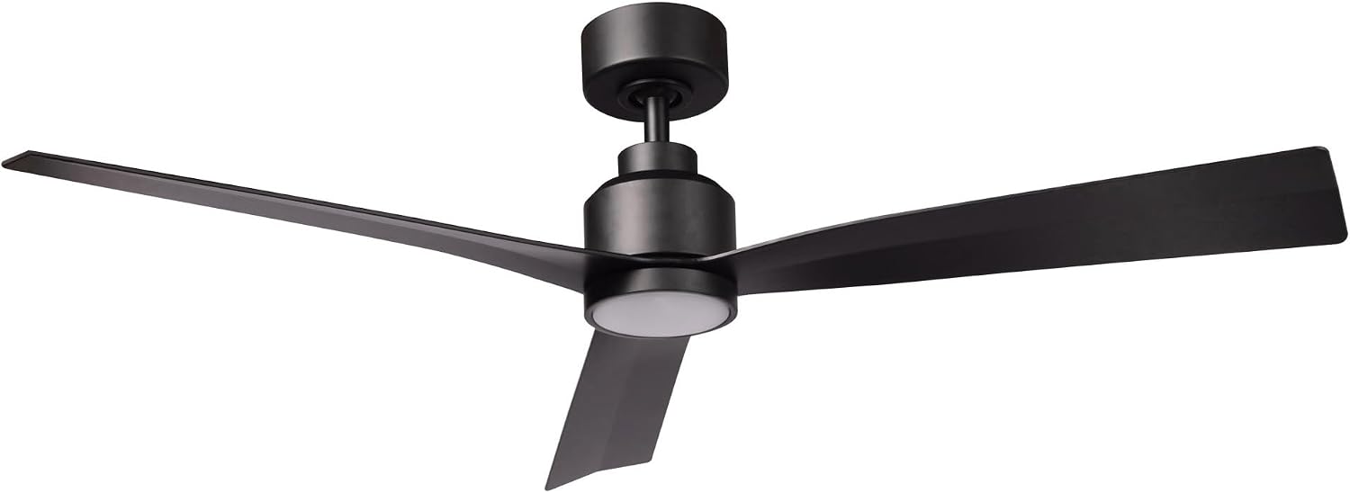 Clean Indoor/Outdoor 3-Blade Smart Compatible Ceiling Fan 52in Matte Black with 3000K LED Light Kit and Remote Control with Wall Cradle. Works with iOS/Android, Alexa, and Google Assistant.