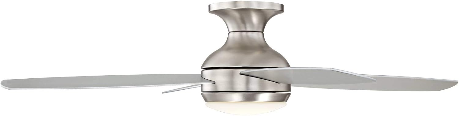Casa Vieja 52' Elite Modern Industrial Hugger Low Profile Indoor Ceiling Fan with LED Light Remote Control Brushed Nickel Silver Blades House Bedroom Family Living Room Home Kitchen Dining