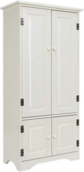 Giantex Accent Floor Storage Cabinet Adjustable Shelves Antique 2-Door Low Floor Cabinet Pantry 24' Lx13 Wx49 H (Cream White)