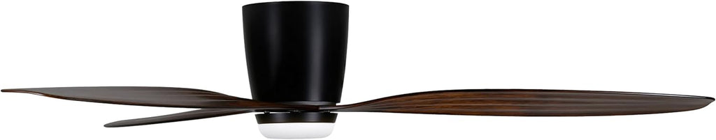 MINKA-AIRE F694L-CL/DK Ventiara 52' 3-Blade LED Flush Mount Indoor/Outdoor Ceiling Fan in Coal Black and Distressed Koa Finish Blades with Etched Lens