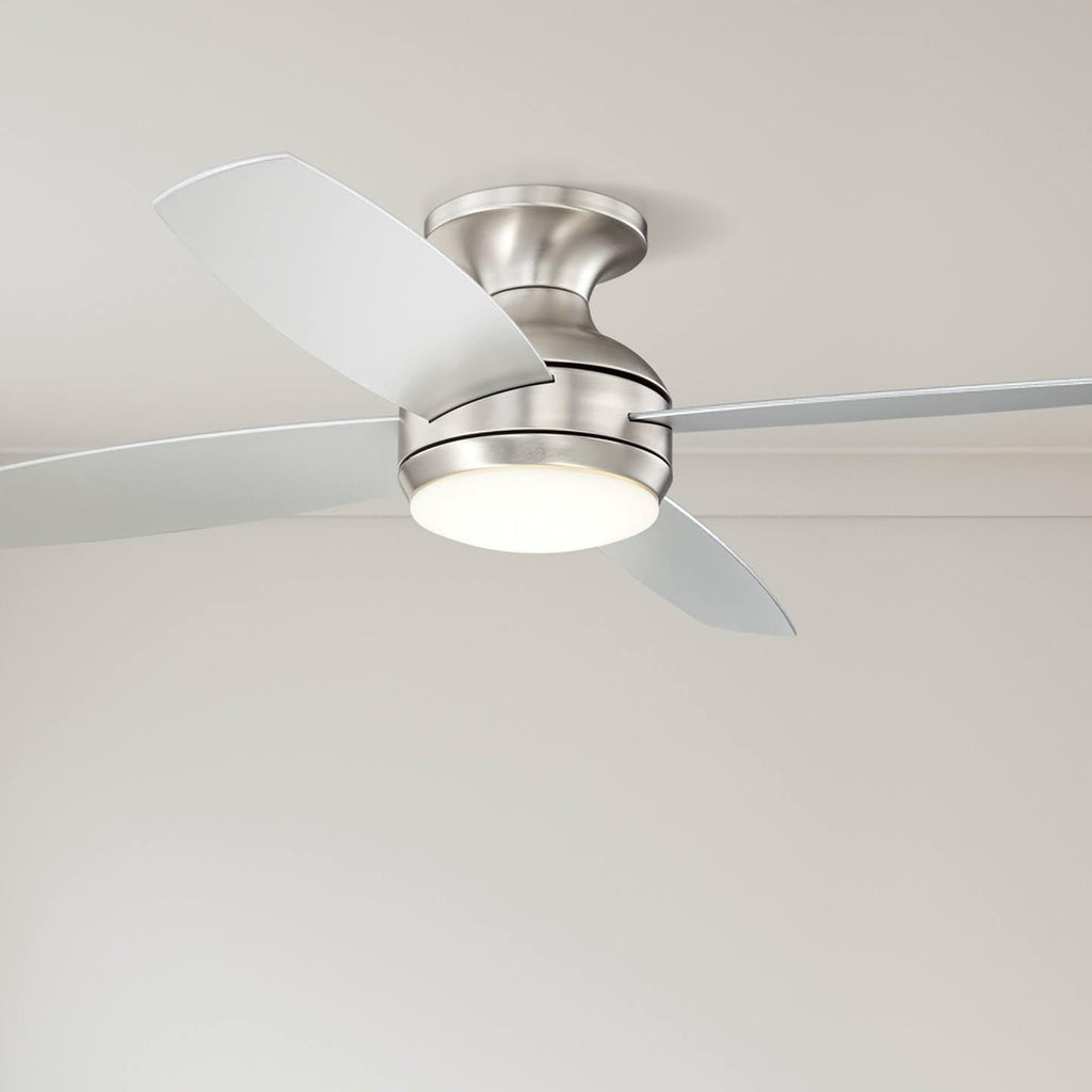 Casa Vieja 52' Elite Modern Industrial Hugger Low Profile Indoor Ceiling Fan with LED Light Remote Control Brushed Nickel Silver Blades House Bedroom Family Living Room Home Kitchen Dining