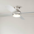 Casa Vieja 52' Elite Modern Industrial Hugger Low Profile Indoor Ceiling Fan with LED Light Remote Control Brushed Nickel Silver Blades House Bedroom Family Living Room Home Kitchen Dining
