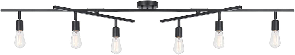 Globe Electric 64000125 64' 6-Light Double Center Swivel Track Lighting, Matte Black, Adjustable Pivoting Heads, Center Canopy, Modern Ceiling Light for Kitchen Island, Hallway, or Dining Room