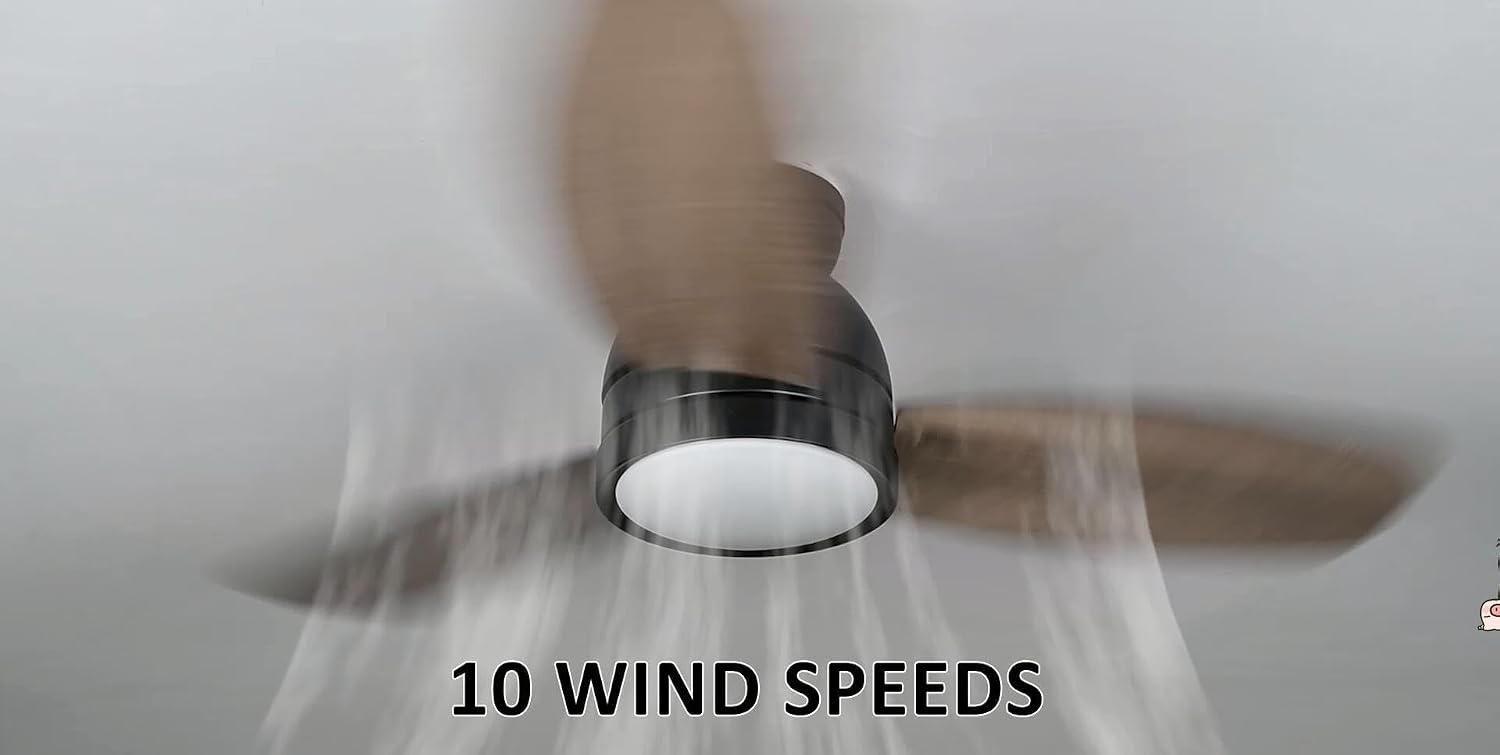Carro 44' Ceiling Fan with Light Flush Mount, DC 10 Speeds Silent Ceiling Fan with Remote, Low Profile Ceiling Fan with 3 Dual Finish Blades, 3 Light Colors Dimmable LED Ceiling Fan for Living Room