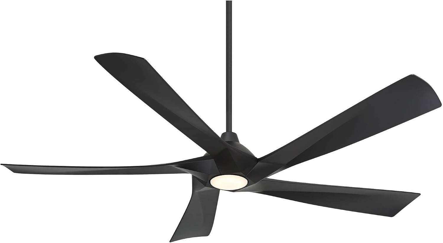 Possini Euro Design 60' Eloquent Modern Indoor Outdoor Ceiling Fan 5 Blade LED Light Remote Control Matte Black Finish Blades Bedroom Patio Living Room Kitchen Porch Damp Rated Decorative DC Motor