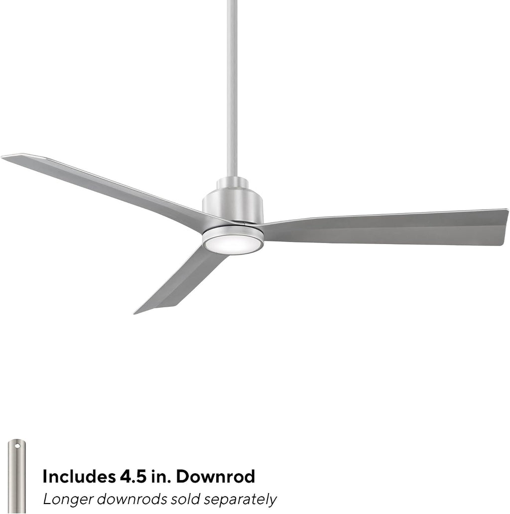 Clean Indoor and Outdoor 3-Blade Smart Ceiling Fan 54in Brushed Aluminum with 3000K LED Light Kit and Remote Control